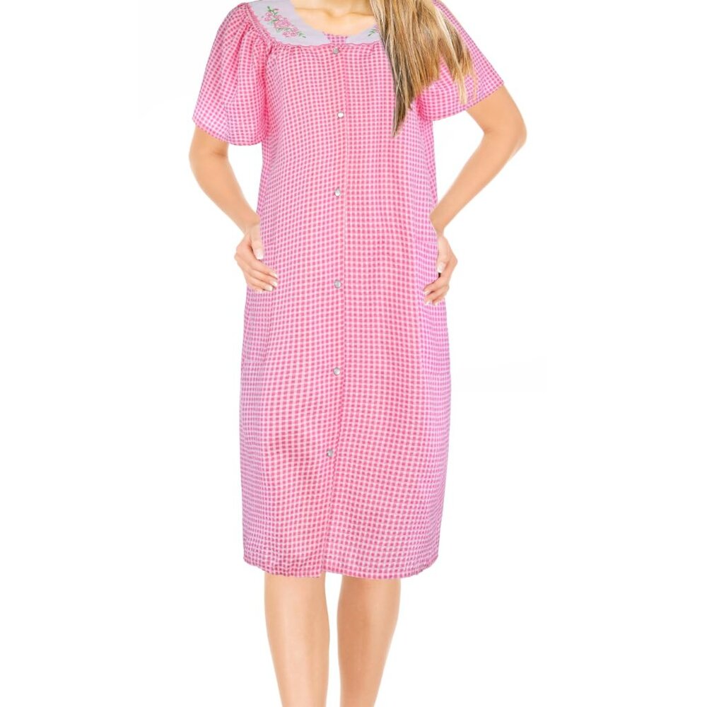 JEFFRICO House Dresses for Women with Pockets - Lightweight Breathable Pink